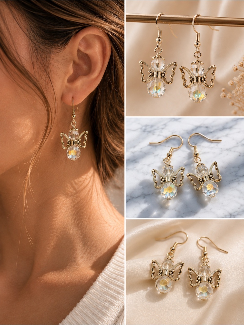 Gold Angel Earrings